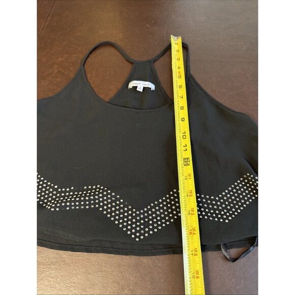 Naked Zebra Black Crop Tank Top Rhinestone Detailing & Sheer Hem For Women Small - Picture 9 of 9